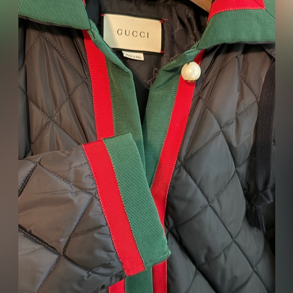 Gucci GG Web Quilted Pearl Logo Button Coat w Hood optional - Picture 5 of 6
